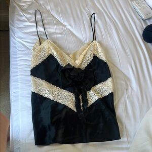 LoveShackFancy Black and Cream Camisole